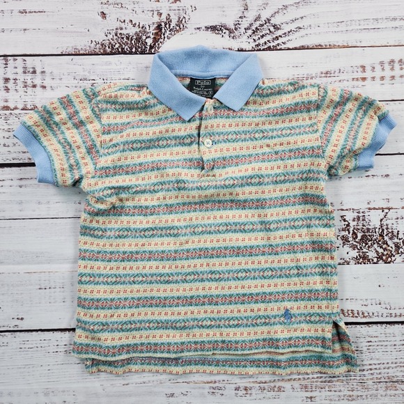 Polo Ralph Lauren Other - Vintage Polo Ralph Lauren Boys Size 5 Aztec Geometric Knit Polo Shirt Multicolor